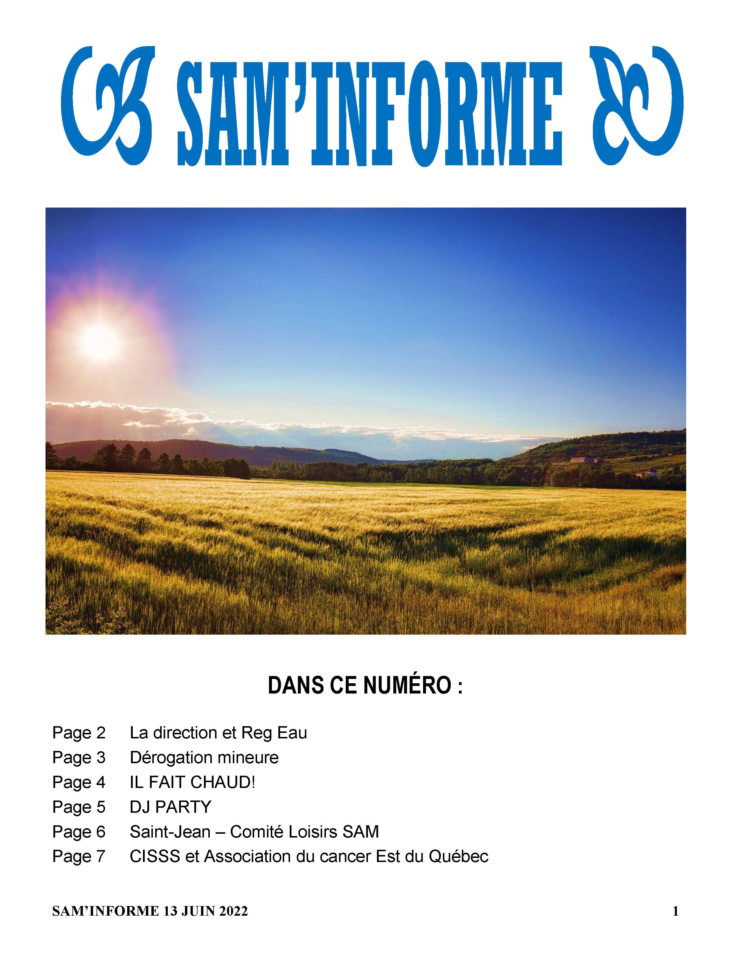 SAM' INFORME JUIN 2022 Municipalité de SainteAngèledeMérici